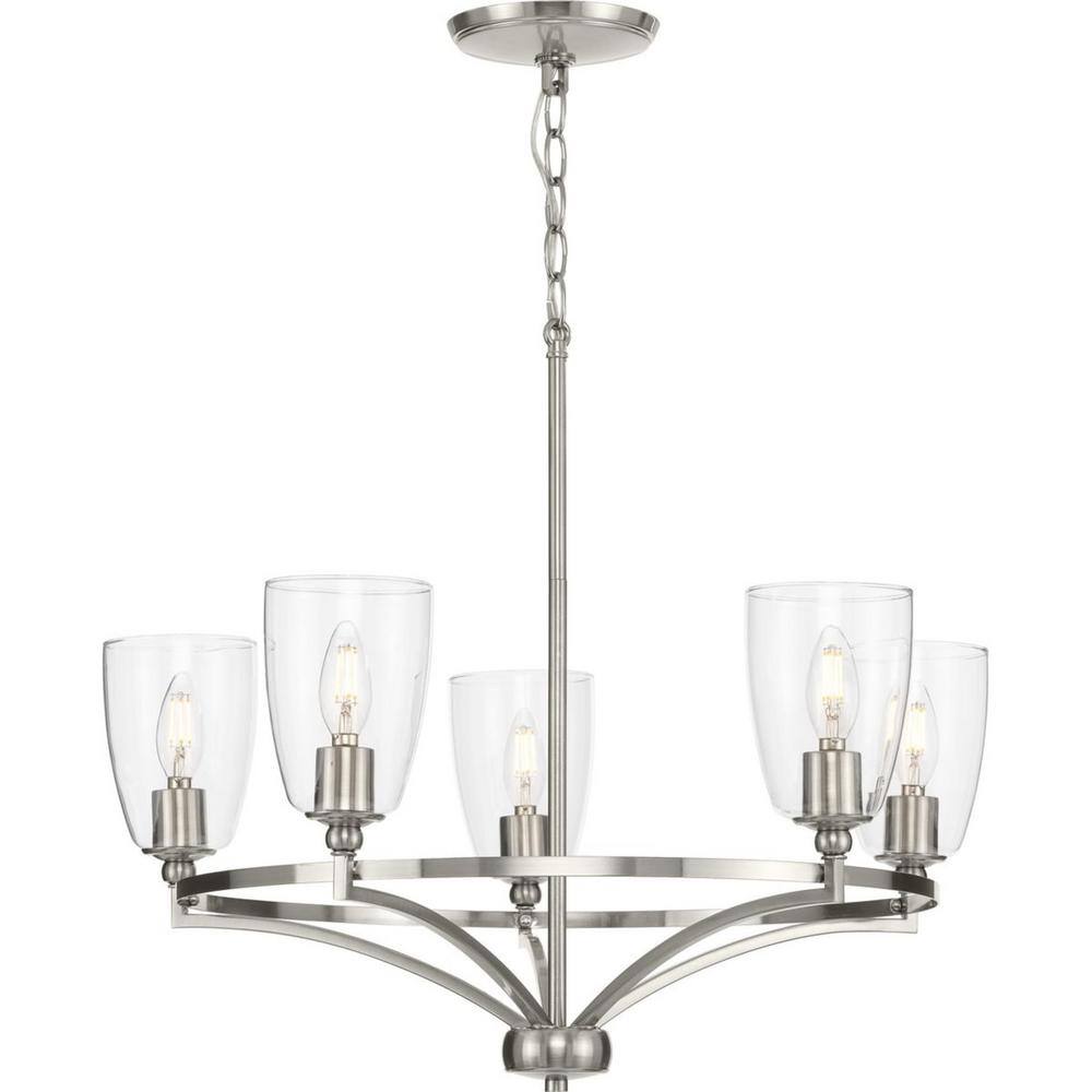 Parkhurst Brushed Nickel 5-Light Chandelier with Glass Shades