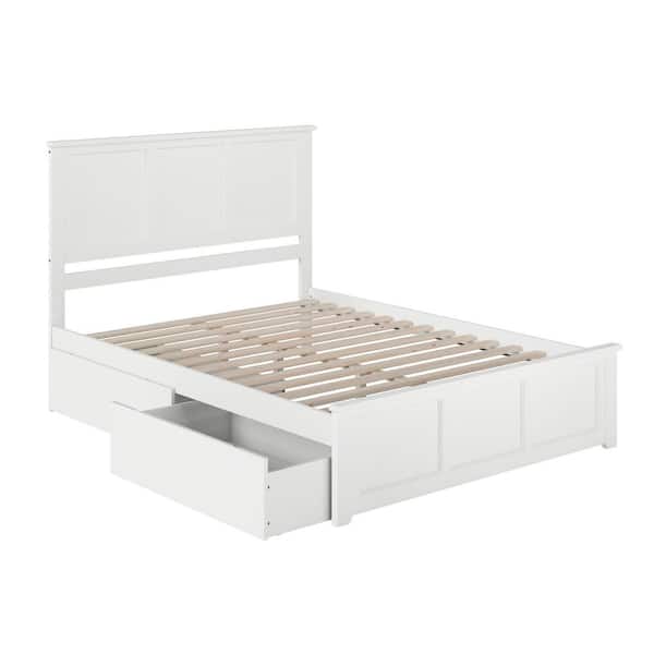 Madison White Queen Platform Bed with Matching Foot Board with 2-Urban Bed Drawers