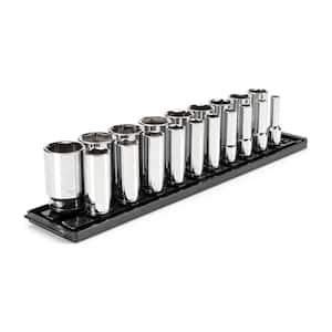 1/2 in. Drive Deep 6-Point Socket Set, (19-Piece) (3/8 - 1-1/2 in.) with Rails