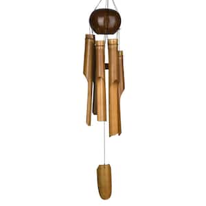 Asli Arts Collection, Whole Coconut Bamboo Chime, Large 36 in. Bamboo Wind Chime C200
