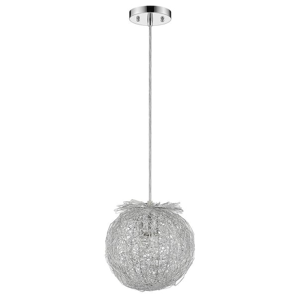 100-Watt 1-Light Chrome Pendant Light with Metal, No Bulbs Included