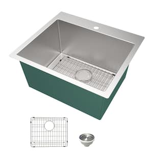 25 in. x 22 in. x 12 in. Stainless Steel Drop-in or Undermount Laundry/Utility Sink Kit with Accessories
