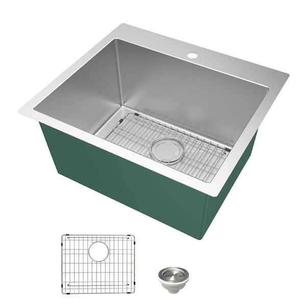 Transolid 25 in. x 22 in. x 12 in. Stainless Steel Drop-in or Undermount Laundry/Utility Sink Kit with Accessories