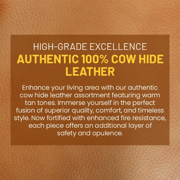 HOMESTOCK 74.5 in. W Square Arm Leather Rectangle Leather