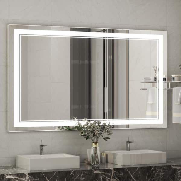 KeonJinn 48 in. W x 30 in. H Rectangular Frameless Anti-Fog LED Wall ...