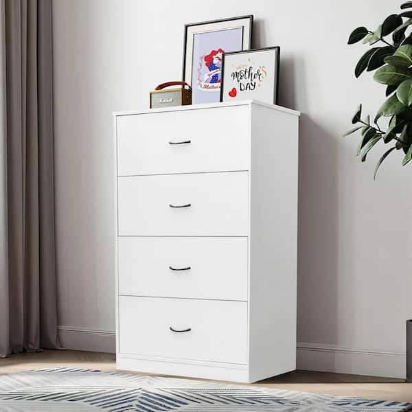 Bunpeony 27.6 in. W x 15.7 in. D x 40.2 in. H Light Gray Linen Cabinet Dresser with 4 Drawers