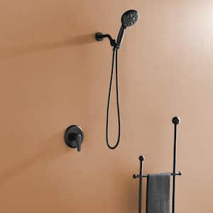 Single Handle 10-Spray Wall Mount Shower Faucet 1.8 GPM with Pressure Balance Anti Scald in. Black