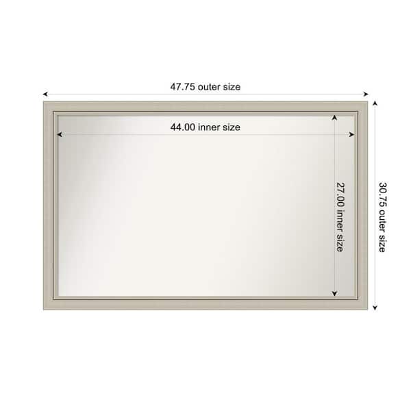 Amanti Art Romano Silver Narrow 47.75 in. x 30.75 in. Custom Non-Beveled Wood Framed Bathroom Vanity Wall Mirror