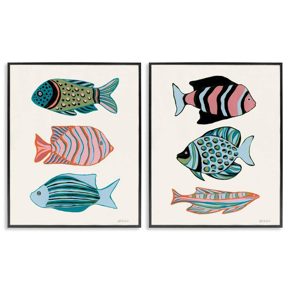Tropical Pastels Fish by Yvette St. Amant 2 Pieces Black Framed Animal Giclee Art Print 30 in. x 24 in. price history on PriceWatchPro
