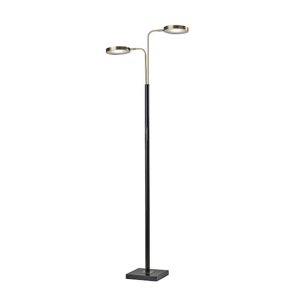 Adesso Rowan 71 in. Integrated LED Black and Antique Brass Pendant