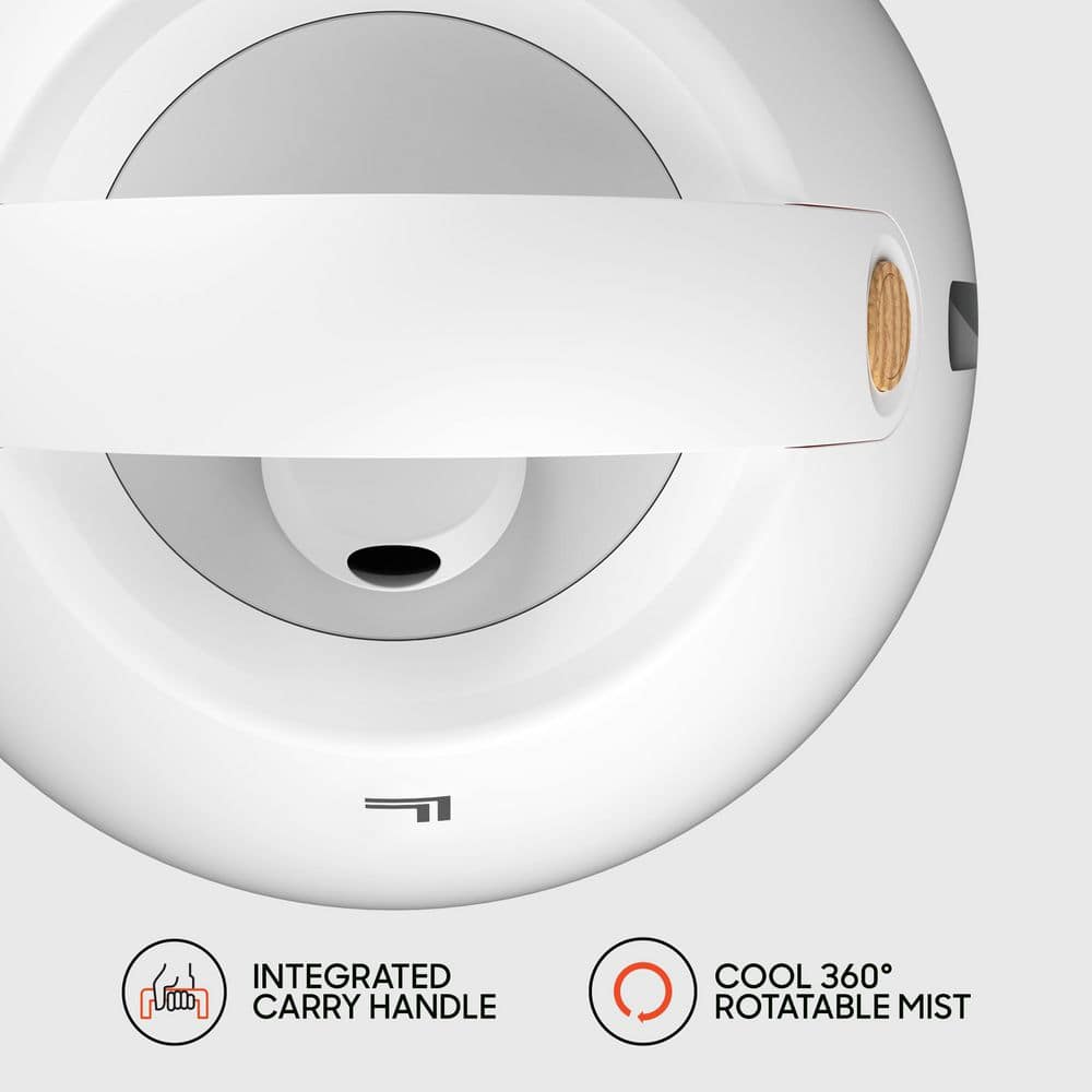 White Ultrasonic Humidifier with Wood Grain Accents and Auto Shutoff