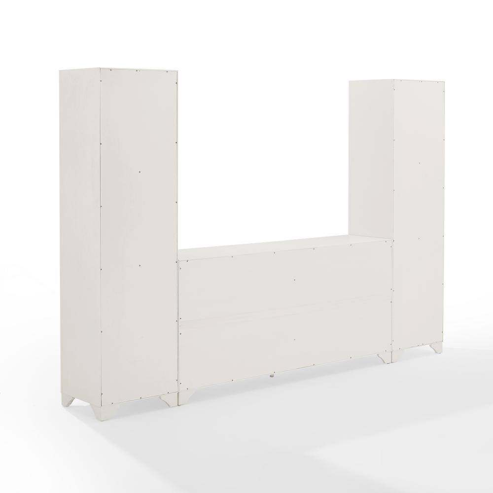 White 3-Piece Entertainment Set with Sideboard and Bookcases