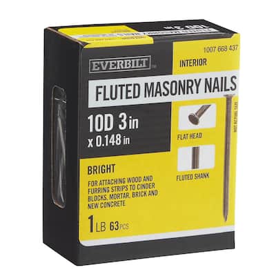 3 in. x 10D Bright Non-Collated Flooring Nails Fluted Masonry 1 lb. (63-Count)