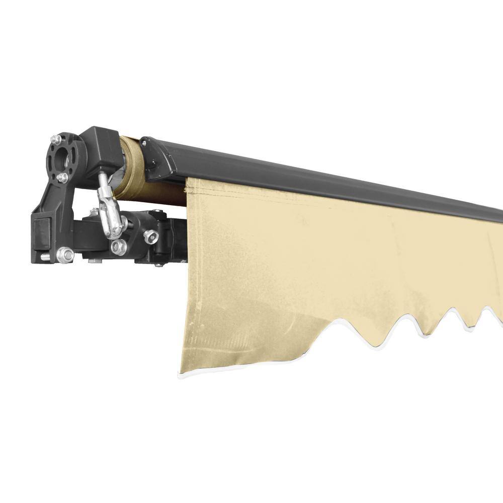 Ivory Motorized Retractable Patio Awning with Black Frame