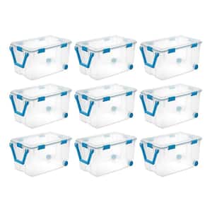 120 qt. Plastic Home Storage Box with Latching Lid in Clear, 9-Pack