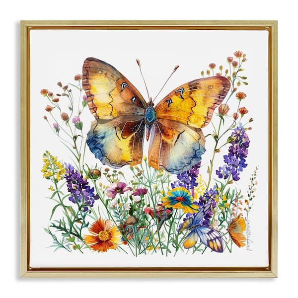 Stupell Industries Mixed Butterfly Garden by LSR Design Studio Gold Floater Frame Animal Graphic Art Print 18 in. x 18 in.