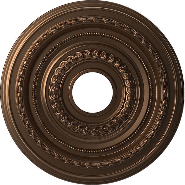 Ekena Millwork 16" OD x 3-1/2" ID x 1" P Cole Thermoformed PVC Ceiling Medallion (Fits Canopies up to 4-1/2") in Metallic Antique Brass