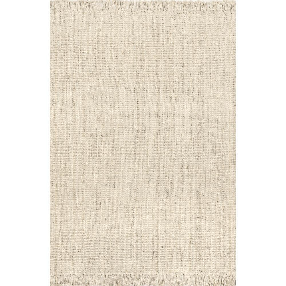 Handmade Bleach White Jute 6' x 9' Rectangular Area Rug