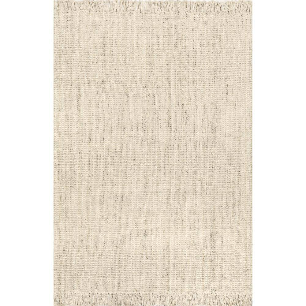 Handmade Off-White Braided Jute Square Area Rug, 6' x 6'