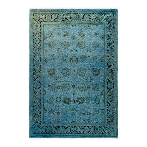 Chloe & Olivia Home Overdyed Blue 6 ft. x 9 ft. Solid Wool Indoor Area Rug