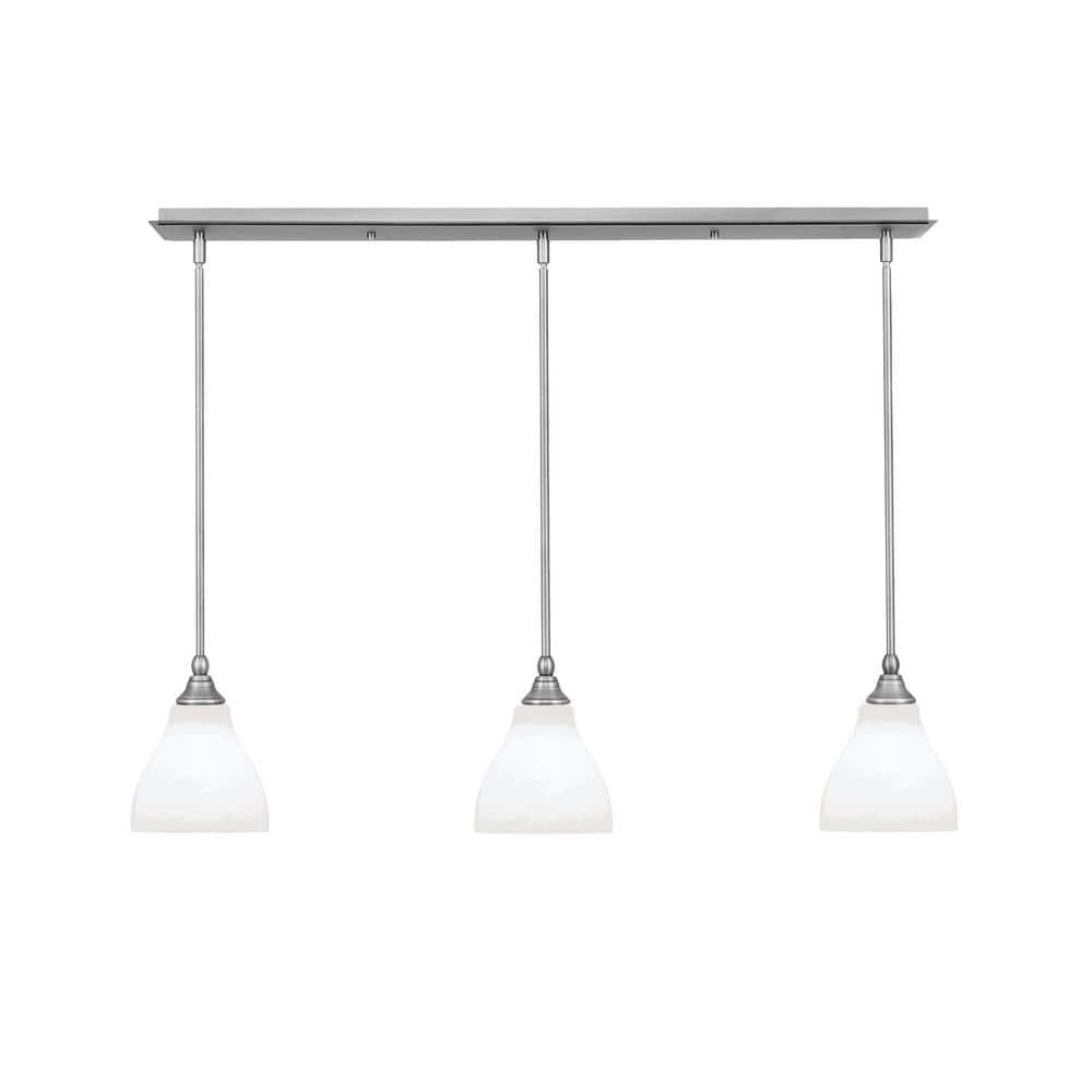 Livingston 100-Watt 3-Light Nickel Shaded Pendant Light with 6.25 in. White