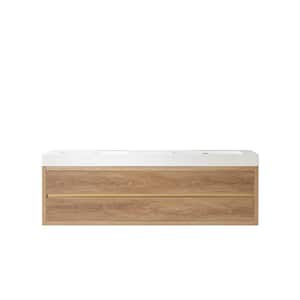 Palencia 72 in. W x 20 in. D x 23.6 in. H Double Bath Vanity in North American Oak with White Composite Integral Top