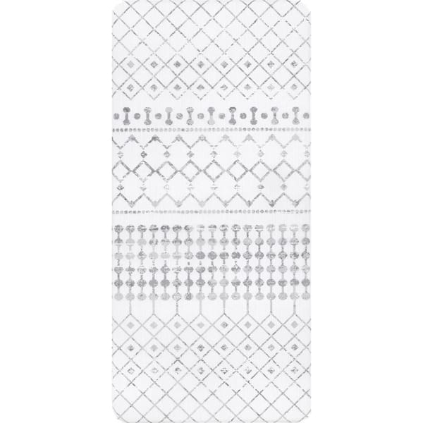 nuLOOM Moroccan Anti Fatigue Kitchen or Laundry Room Light Grey 18 in. x 30 in. Indoor Comfort Mat