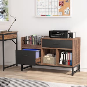 Cindy 2-Drawer Brown Engineered Wood 39.4 in. W Lateral File Cabinet for Home Office