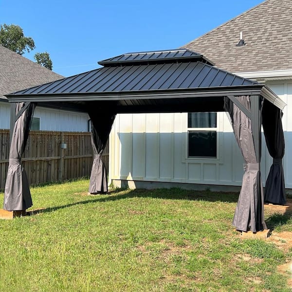 PURPLE LEAF 10 ft. x 13 ft. Luxury Patio Outdoor Gazebo for