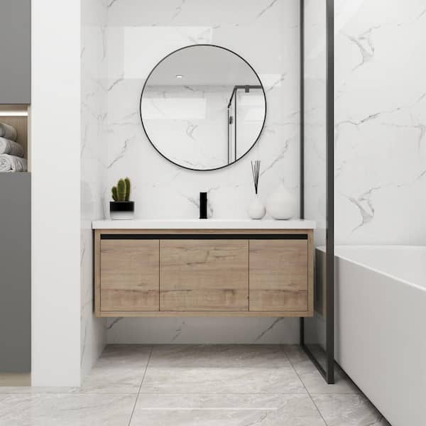 Xspracer Victoria 48 in. W x 18 in. D x 21 in. H Floating Modern Design Single Sink Bath Vanity with Top and Cabinet in Wood