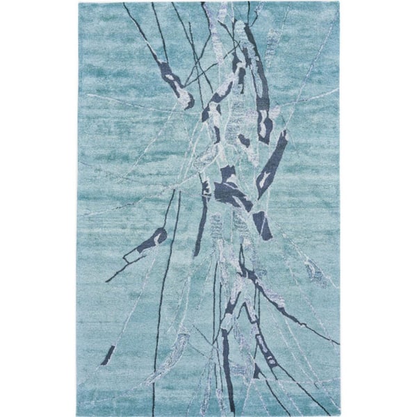 8 ft. x 11 ft. Blue and Gray Abstract Hand Tufted Area Rug