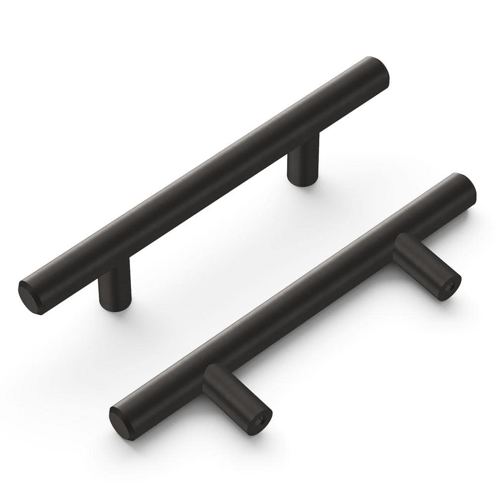 Brushed Black Nickel Modern Bar Cabinet Pulls with Mounting Hardware