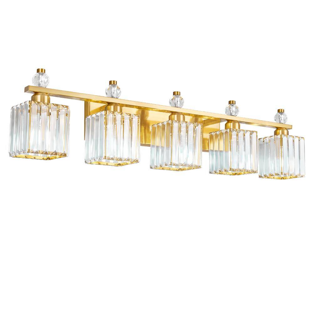 35.82 in.5-Light Gold Glass Modern Crystal Vanity Lights Over Mirror price history on PriceWatchPro