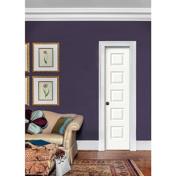 18 in. x 80 in. Rockport White Painted Right-Hand Smooth Molded Composite Single Prehung Interior Door