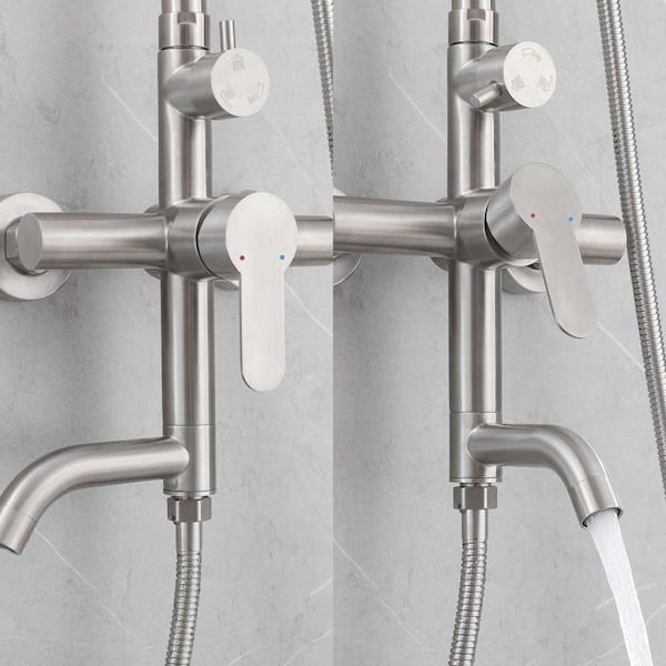 Stainless Steel Wall-Mounted Bathtub Shower Head – 180° Rotating Folding Spout, Space-Saving Design, 201 Stainless, 9 X 2.4 Inch