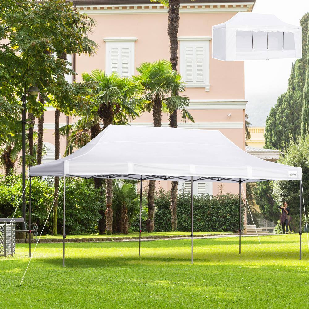 White Adjustable Height Pop-Up Canopy Tent with Sidewalls