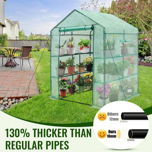 OGETFUUR 57 in. W x 57 in. D x 76 in. H Greenhouse for Outdoors
