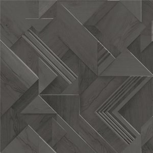 Cassian Black Wood Geo Wallpaper Sample