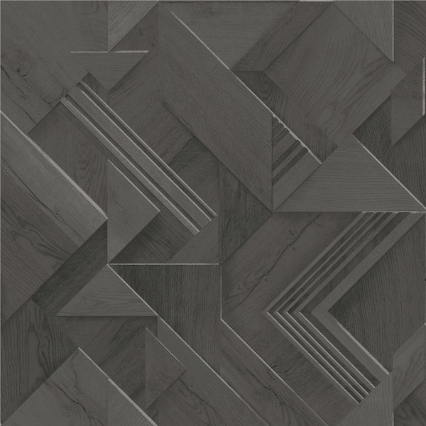 Advantage Cassian Black Wood Geo Wallpaper Sample