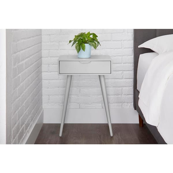 StyleWell Amerlin 1 Drawer Shadow Gray Wood Nightstand (18 in W. X 26 in H.)