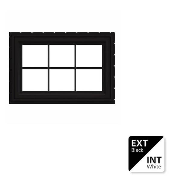 JELD-WEN 36 in. x 36 in. V-4500 Series Black FiniShield Vinyl