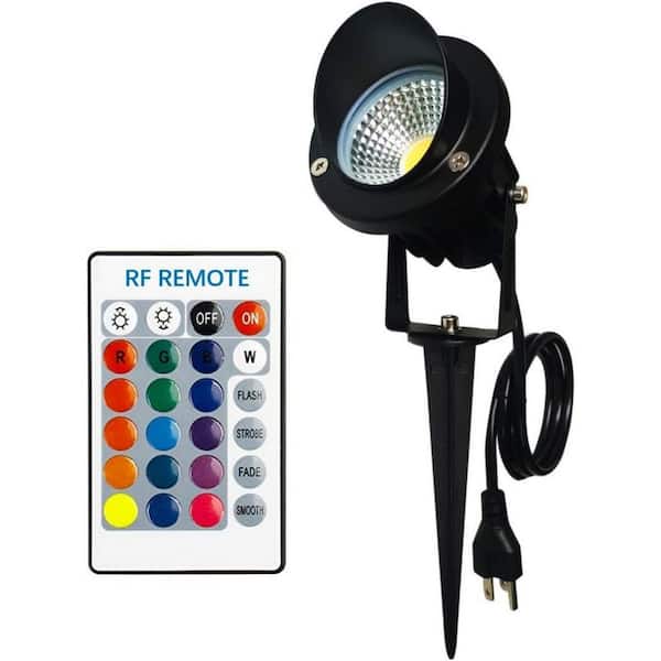Black Integrated LED Floodlight, 1000 Lumen Adjustable Outdoor Party lights with Remote Control, RGB Waterproof