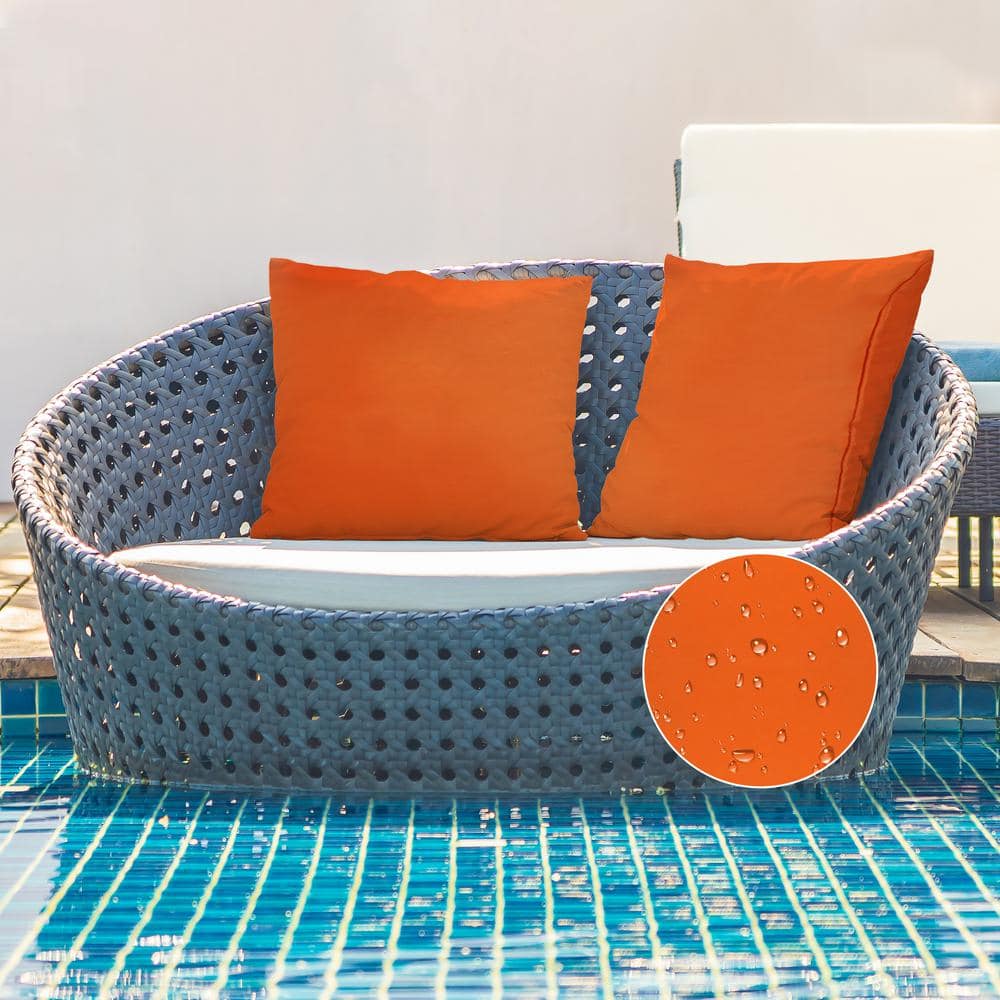 Burning Orange 22" Waterproof Outdoor Pillow Covers Set