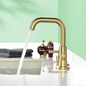 8 in. Widespread Double Handles Bathroom Faucet Combo Kit in Brushed Gold