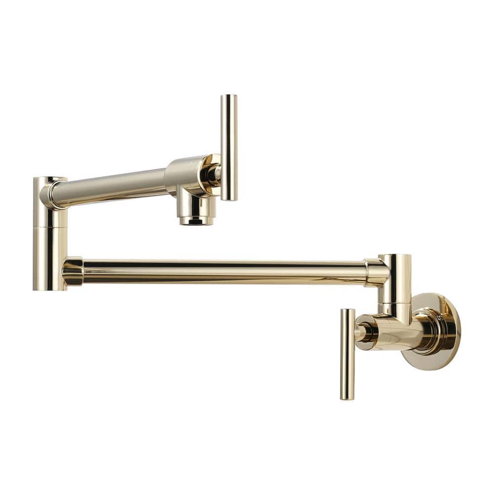 Modern Wall Mount Pot Filler Kitchen Faucet with Double Joint Swing Arm 360° Rotation in Polished Brass price history on PriceWatchPro