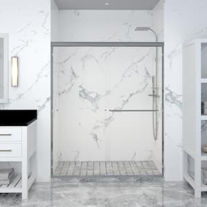 60 in. W x 72 in. H Double Sliding Framed Shower Door in Polished Chrome Finished with Transparent Glass