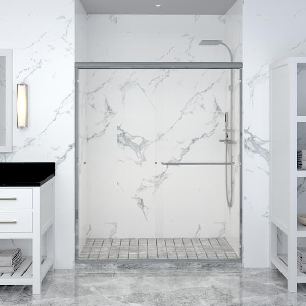 LTMATE 60 in. W x 72 in. H Double Sliding Framed Shower Door in Polished Chrome Finished with Transparent Glass