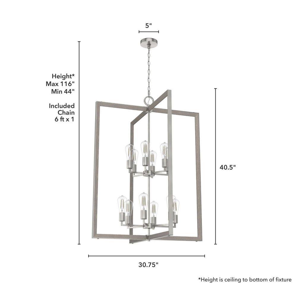 Woodburn Brushed Nickel 12-Light Modern Foyer Pendant