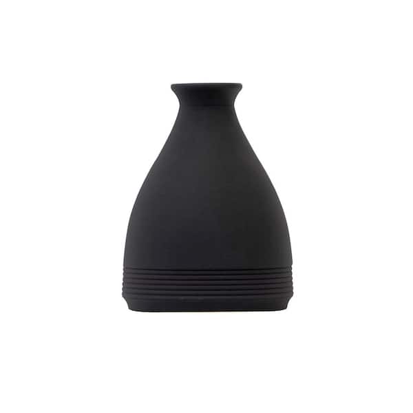 Nearly Natural 10 in. Cone Stone Vase Black Matte