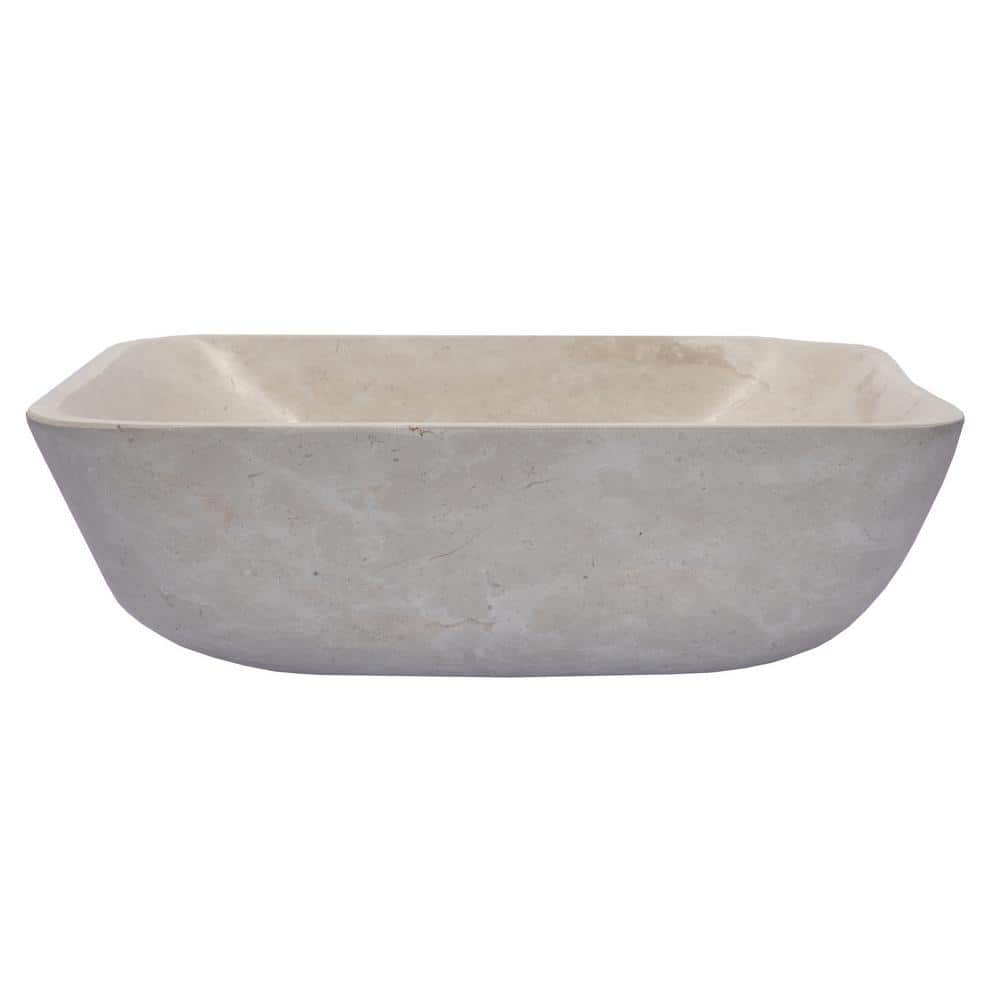 Creamy White Marble Square Bathroom Vessel Sink